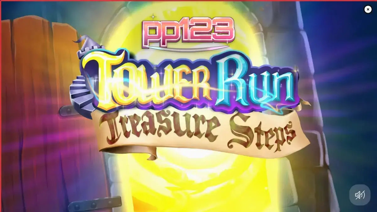 Tampilan visual slot Tower Run Treasure Steps dengan tema petualangan menara